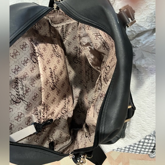 Guess duffle bag leather travel suitcase black logo versatile dome KORRY epi - Picture 5 of 14